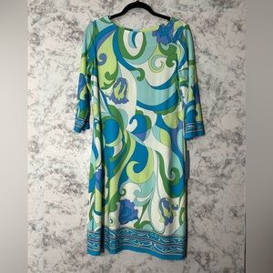 London Times Vibrant Blue and Lime Dress